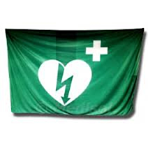 AED-pictogram op vlag 225x150cm